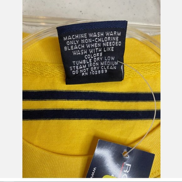 Roundtree & Yorke Mens L Yellow Striped Short Sleeve T- Shirt - New With Tags - Picture 4 of 5